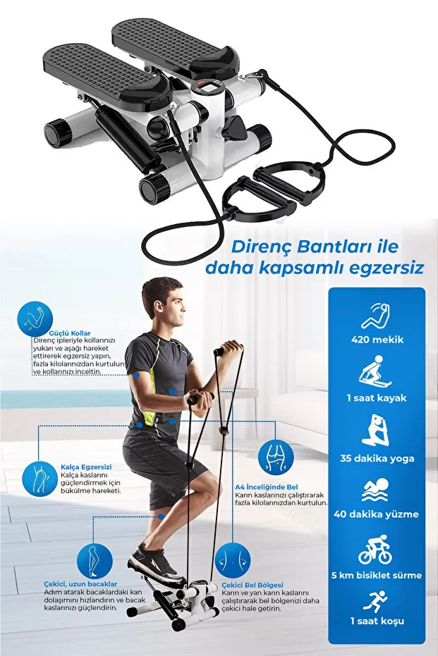 Relax Çift Amortisörlü Çift Direnç İpli Stepper, Dijital Göstergeli